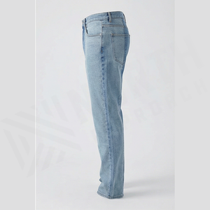 Men's Straight-Leg Stonewashed Woven Denim <b>Jeans</b> High Waist Regular Fit Cotton Casual Autumn/Winter Style Zippers Quick Dry - Product Image 3