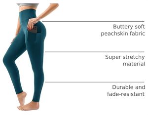 High Waist Seamless Yoga Leggings Women Solid Color Full Length Elastic Waist Pants With Pockets Four Way Stretch - Product Image 2