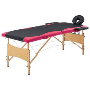 Table de massage pliable en bois noir et rose à 2 zones, qualité supérieure, pour les thérapeutes - Product Image 1