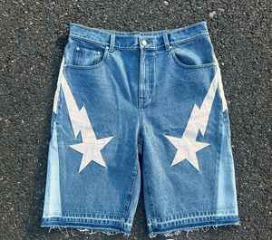 Shorts en jean brodés personnalisés pour hommes et femmes, collection été 2026, streetwear hip-hop, impression frontale de haute qualité, jorts brodés - Product Image 5