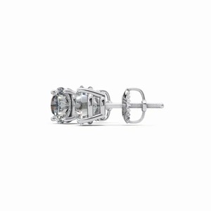 Minimalist 925 Silver Diamond Stud <b>Earrings</b> Round Brilliant Cut Claw Setting Screw <b>Back</b> Unisex Everyday Wear - Product Image 6