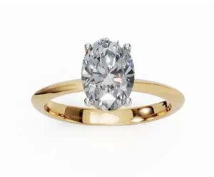 Bague solitaire Ophelia avec diamant de laboratoire taille ovale en or jaune, rose ou blanc 9kt, 14kt ou 18kt, 0,30 carat, bijoux durables - Product Image 6