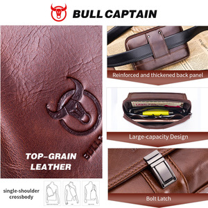 BULLCAPTAIN Genuine Leather Small Waist Bag <b>for</b> <b>Men</b> Casual Outdoor Fanny Pack Phone <b>Pouch</b> Multifunction Shoulder Crossbody Bags - Product Image 2