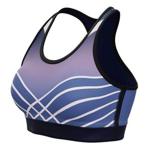 Customize Sports <b>Bra</b> Gradient <b>Blue</b> White Print Breathable Medium Support Yoga Activewear Spandex Polyester - Product Image 2