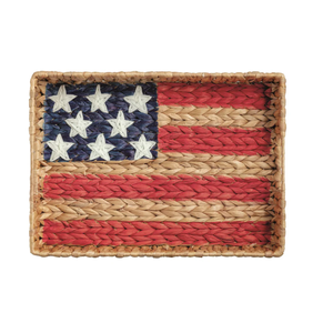 Handmade Newest Design Water Hyacinth American Flag Serving <b>Tray</b> Wholesale Decorator <b>Tray</b> for 4th Home Decor from Vietnam - Product Image 1