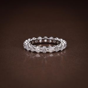 แหวนเพชรทรงกลมเจียระไนแบบสปาร์คลี่ ฝังเต็มวง สำหรับทุกเพศ ทำจากทองคำขาว 10K เหมาะสำหรับเป็นของขวัญแทนคำมั่นสัญญาสำหรับคู่รัก - Product Image 6