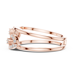 Bague de luxe en moissanite à double bande en forme de cœur, argent 925/or rose rhodié |   Bague de mode romantique pour femme |   Bijoux fins - Product Image 3