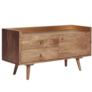 Meuble de rangement en teck massif de style mi-siècle, couleur brun clair – Design moderne, taille personnalisable. - Product Image 1