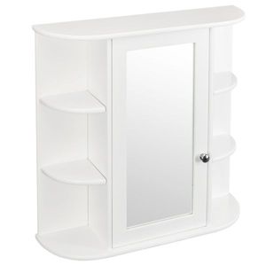 Armadietto da Bagno a Parete a 3 Ripiani con Specchio e Mensole, Bianco, per Interni - Product Image 3
