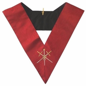 Collar de Maestro de Ceremonias del Rito Escocés de 18 Grados, Bordado a Máquina, Rojo Moiré, Regalia Masónica, Accesorios del Rito Escocés - Product Image 5