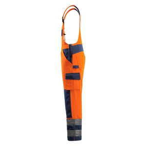 Men High Visibility Orange Work Coverall With Reflective Stripes And Blue Panels - Product Image 2