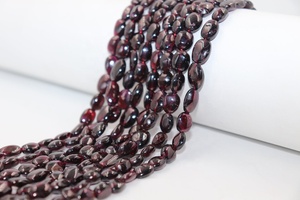 Cuentas de granate natural con forma ovalada lisa con el mismo color que la imagen 100% hebra de piedra preciosa para fabricación de joyas artesanales - Product Image 4