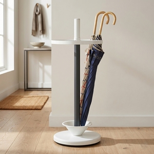 Modern Metal Handicraft Indoor Umbrella Stand Two-Sided Capacity Powder Coated Finish Movable Design <b>for</b> Home Entryway <b>Storage</b> - Product Image 3