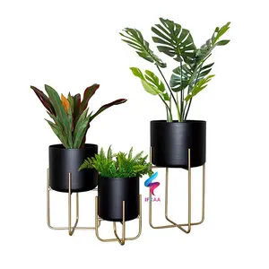 Chất Lượng Cao Đen Tráng Hình Dạng Tròn Tùy Chỉnh Flower Pot Planter Cho Trang Trí Nội Thất