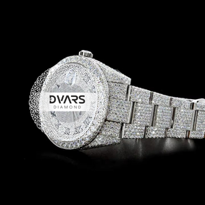 Reloj de Lujo con Incrustaciones de Moissanita y Cuarzo, Diseño Camuflaje, para Hombre, Negro y Blanco, con Diamantes, Estilo Hip Hop, Personalizable - Product Image 3