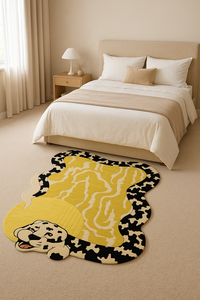 Custom Contemporary Irregular Abstract Rug Hand Tufted dog pet Pattern yellow black white Wool <b>Carpet</b> for Home Decor - Product Image 3