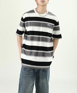 T-shirt décontracté à manches courtes imprimé et rayé pour homme 2026 – Col rond tendance 100 % coton respirant et écologique, coupe classique - Product Image 5