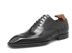 Zapatos Oxford de cuero genuino para hombre, con cordones, estilo Brogue, con punta de alas, formales, para negocios, bodas. - Product Image 3