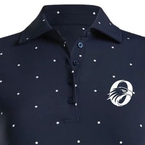 Polo Azul Marino Estampado para Mujer, Manga Corta, Ropa Deportiva Informal, Top Cómodo para Golf, Entrenamiento y Ejercicio - Product Image 3