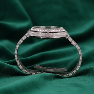 Reloj Iced Out con Moissanita, Aspecto de Diamante Plateado, Esfera Árabe, Acero Inoxidable de Lujo - Product Image 4