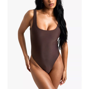 Women's One-Piece Swimsuit Eco-Friendly Breathable Spandex/Nylon Material <b>Thong</b> Bottom Solid Color Custom Design - Product Image 1
