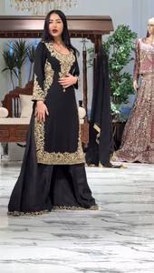 Elegant <b>Party</b> Wear Roman Glass <b>Top</b> Palazzo Set with Dupatta Fancy Sequence Work Embroidered Sleeves Outfit - Product Image 2