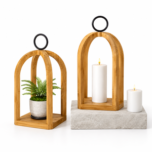 Juego de Portavelas de Madera Natural para Decoración del Hogar, Hotel, Restaurante, Diseño Moderno y Duradero, Decoración Navideña - Product Image 1