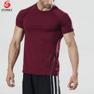 High Quality Men Gym <b>Shirt</b> <b>Polyester</b> Spandex Workout T <b>Shirt</b> Breathable Sportswear Bulk OEM Services - Product Image 1