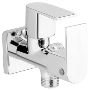 Robinet mural robuste 2-en-1 avec bride, chromé, pour eau chaude et froide, pour lavabo de salle de bain, en laiton, design moderne - Product Image 2