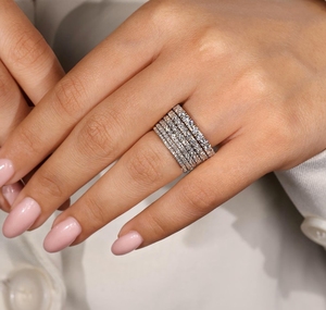 <b>Eternity</b> Handmade Jewelry Gold Plated Moissanite 925 <b>Silver</b> <b>Rings</b> Round Brilliant Cut Diamond Engagement <b>Ring</b> For Women - Product Image 4