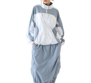 Nuevo Conjunto Deportivo de Dos Piezas para Mujer, Chaqueta Cortavientos Transpirable con Bloques de Color y Cierre, con Pantalones, para Verano - Product Image 1