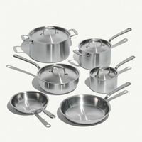 Ensemble de casseroles de luxe en acier inoxydable poli, fond composite triple épaisseur, compatible gaz et induction, revêtement durable en acier inoxydable