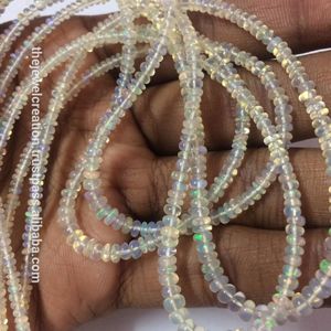 Cuentas Sueltas de Ópalo Welo Etíope Blanco Natural de 2mm y 4mm, Forma Rondelle, Certificadas por IGI para Joyería, Creación de Joyas - Product Image 1