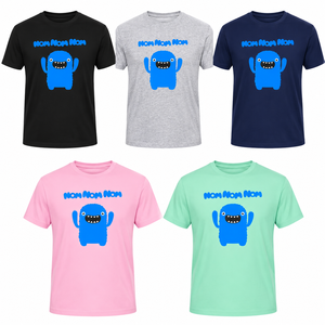 T-shirt à col rond pour femmes grandes tailles, bleu, avec motif imprimé de monstre de dessin animé Nom Nom Nom - Product Image 5