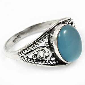 แหวนพลอยแคลเซโดนีธรรมชาติ ดีไซน์โดดเด่น ทำจากเงินแท้ 925 ผลิตด้วยมือ ราคาโรงงานขายส่ง สไตล์โบโฮ - Product Image 1