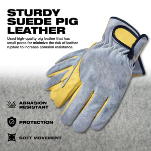 Reinforced Cowhide Grain & Split Leather <b>Driver</b> <b>Gloves</b> Heavy Duty Industrial Safety Abrasion Resistant Gardening Durable <b>Gloves</b> - Product Image 2