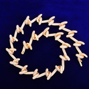 Collier de fête unisexe personnalisé style rappeur hip-hop en argent sterling, chaîne à maillons, design fil barbelé, entièrement serti de moissanite VVS1 - Product Image 2