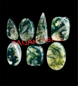 Gema de Ágata Musgosa Natural, Cabujón Pulido, Formas Variadas, Todos los Tamaños, Certificado por Terceros, Sin Tratamientos, Gema para Joyería - Product Image 3