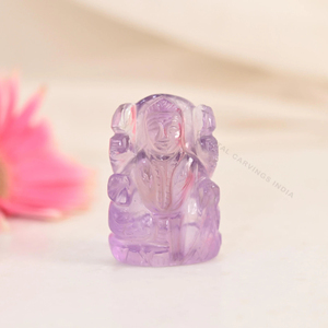Statue de Lakshmi en améthyste naturelle sculptée à la main, cristal violet, déesse hindoue, richesse, prospérité, Feng Shui, décoration d'autel Puja, 2 pouces - Product Image 1