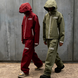 Veste coupe-vent et pantalon de survêtement personnalisés de haute qualité avec logo, fermeture éclair en nylon, ensemble décontracté deux pièces pour homme - Product Image 3