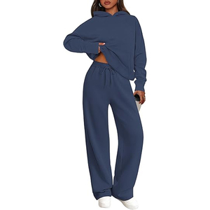 ชุดเซ็ตเสื้อฮู้ดและกางเกงจ็อกเกอร์ทรงหลวมสำหรับผู้หญิง - Product Image 1