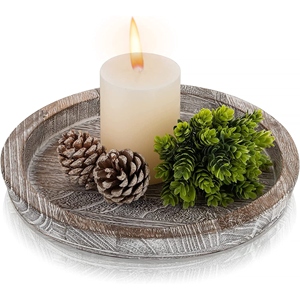 Support de bougie rustique de luxe en bois blanc cassé, plateau rond, OEM ODM, faible MOQ, prix d'usine, vente en gros, approvisionnement en vrac - Product Image 1