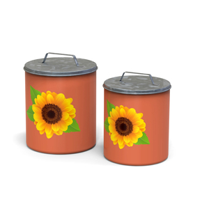 Metal Food Storage Container Cylinder Shape <b>Wooden</b> Lid Airtight Cartoon Fox Design Kitchen Freshness Preservation - Product Image 6