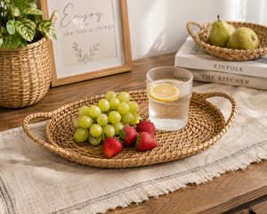 Handmade Bamboo Oval Basket Tray with Handle Woven Serving Basket for Bread Fruits <b>Snacks</b> Home Decor - Product Image 6