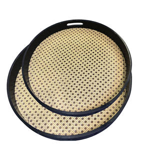 Bandeja Rectangular Negra Hecha a Mano de Madera y Ratán con Asas, Bandeja Decorativa de Mimbre para Servir, para Mesa de Centro, Hotel, Decoración del Hogar - Product Image 2