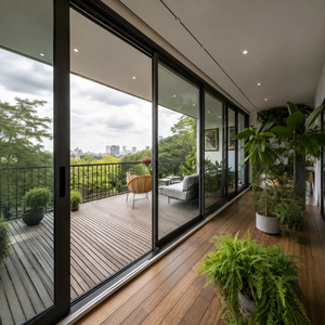 Puerta Corredera de Aluminio con Rotura de Puente Térmico y Ahorro de Energía, Puerta de Patio con Vidrio Aislante para Proyectos Residenciales - Product Image 1
