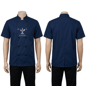 Mens Chef Uniform 200 GSM Premium Poly Cotton Lime Green Short Sleeve Contrast Piping <b>Kitchen</b> Coat With Custom Embroidery Logo - Product Image 2