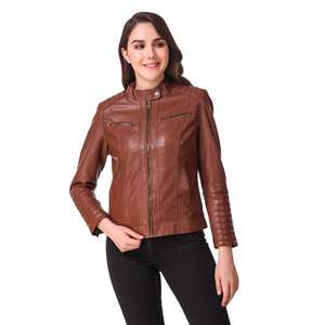 Chaqueta Corta de Cuero Sintético para Mujer, Elegante, de Manga Larga, con Cierre y Bolsillos, Estilo Urbano, Nueva Colección 2025 - Product Image 6