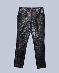 Pantalon en cuir et toile pour homme, best-seller, à boutons, taille haute, poids moyen, confortable, respirant, coupe droite, coupe-vent, style moto - Product Image 3