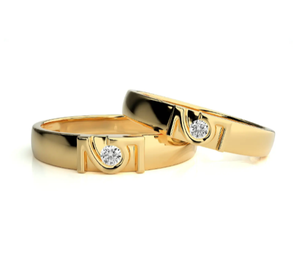 แหวนคู่มินิมอลชุบทองเงินแท้ 925 - Product Image 1